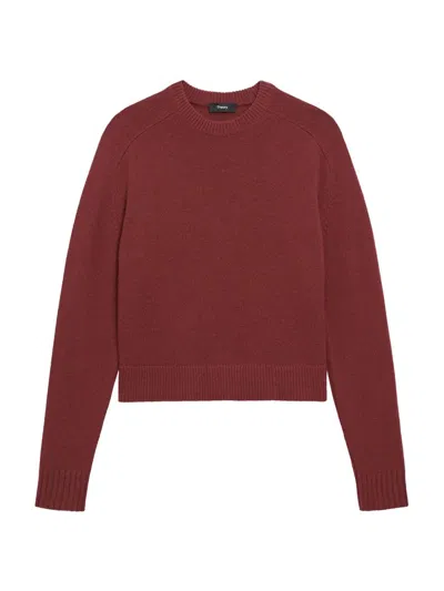 Theory Cropped Cordovan Cashmere Sweater In Red In Burgundy