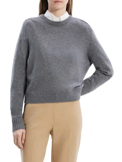Theory Women's Cashmere Crop Sweater In Gray
