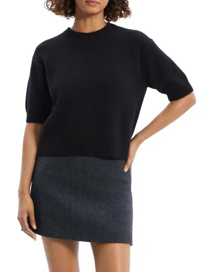 Theory Women's Cashmere Knit Crop T-shirt In Black