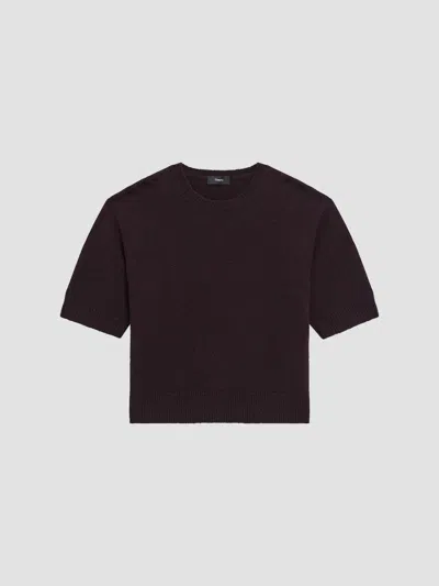 Theory Women's Cashmere Knit Crop T-shirt In Brown