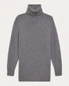 Theory Long Oversized Cashmere Turtleneck Sweater In Grey