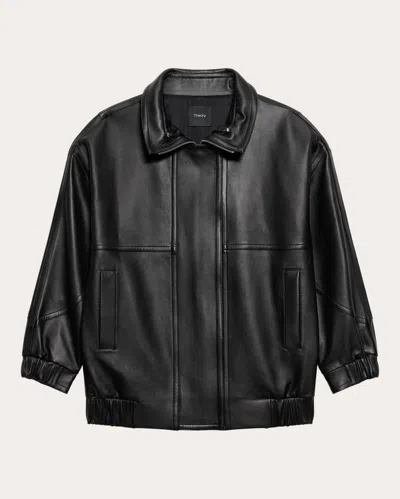 THEORY WOMEN'S CINCHED LEATHER OVERSIZED JACKET
