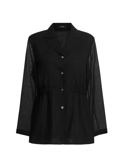 Theory Women's Cinched-waist Wool-blend Jacket In Black