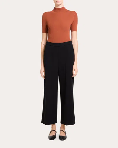 Theory Women's Classic Crepe Cropped Pull-on Pants In Brown