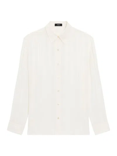 Theory Women's Classic Striped Button-front Shirt In White