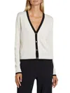 Theory Neo Bering Tipped Wool-blend Cardigan In Ivory