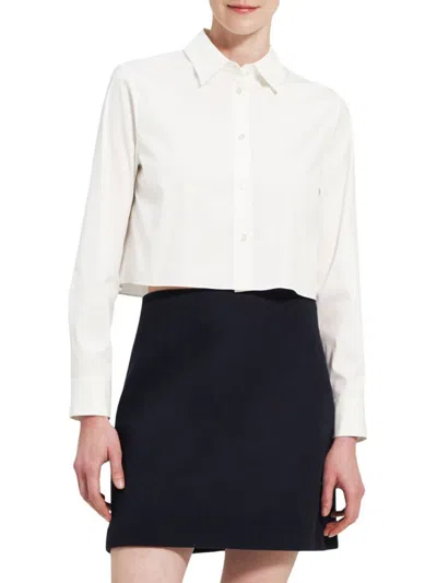 Theory Women's Cotton-blend Crop Shirt In White