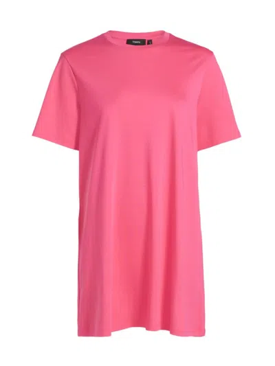 Theory Women's Cotton T-shirt Minidress In Pink