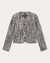 Theory Cotton Tweed Collarless Jacket In Brown