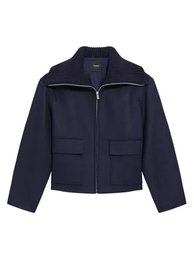 Theory Women's Cozy Collar Wool-blend Jacket In Gray