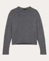 Theory Cashmere Cropped Crewneck Sweater In Grey