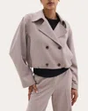 Theory Double-breasted Crop Trench In Admiral Crepe In Grey