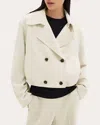 Theory Double-breasted Crop Trench In Admiral Crepe In White