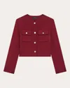 Theory Wool And Cashmere Cropped Cardigan Jacket In Red