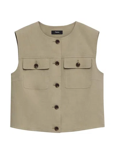 Theory Women's Crunch Trucker Vest In Neutral