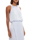 Theory Crushed Satin Sleeveless Racer Tank Midi Dress In Hydrangea