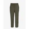 Theory Treeca Good Linen Cropped Pull-on Ankle Pants In Dark Olive