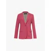 Theory Womens Deep Rose Staple Single-breasted Crepe Blazer
