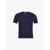 Theory Womens Deep Vy Round-neck Ribbed Wool-blend Top In Deep Navy