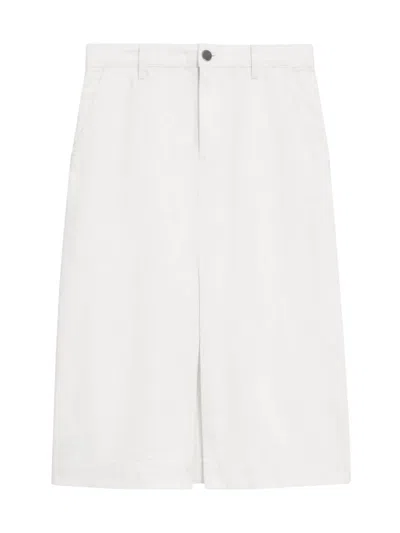 Theory Denim Midi Skirt In Optic White