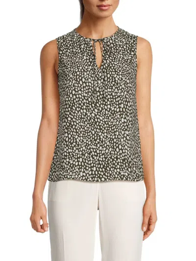 Theory Women's Dotted Splitneck Tank Top In Olive