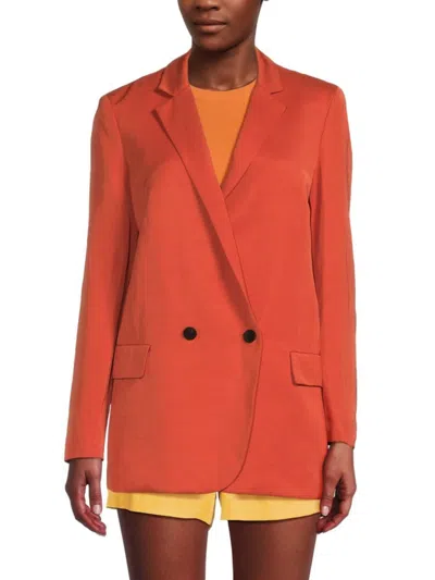 Theory Women's Double Breasted Blazer In Dark Coral