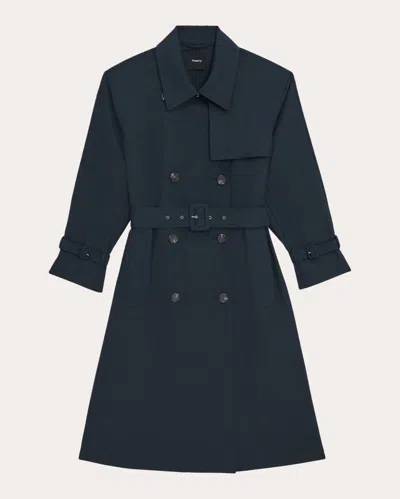 Theory Women's Double-breasted Trench Coat In Blue