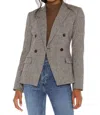 Theory Women's Double Breasted Wool Blend Blazer Jacket In Tan/black In Gray