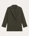 Theory Open Front Wool Blend Blazer In Green