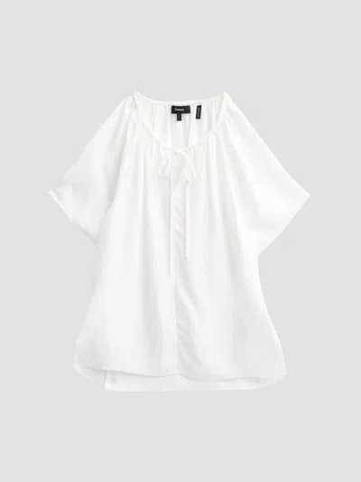 Theory Women's Draped Front-tie Blouse In White