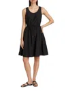 Theory Sleeveless Drawstring Dress In Cotton-blend In Black