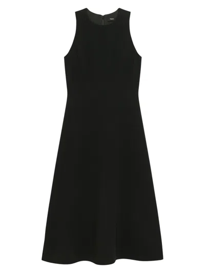 Theory Women's Easy Sleeveless A-line Midi-dress In Black