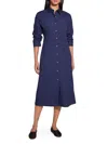 Theory Women's Elasticized A-line Midi-shirtdress In Blue