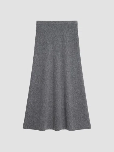 Theory Women's Flare Midi Skirt In Medium Heather Grey