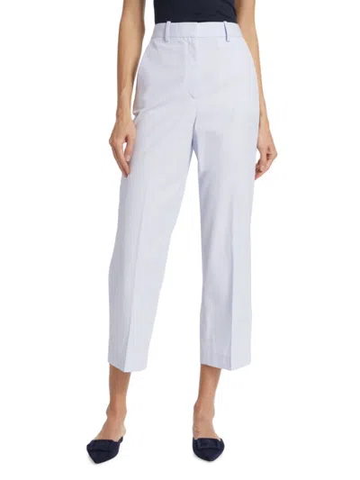 Theory Women's Flat Front Cropped Straight Pants In Hydrangea