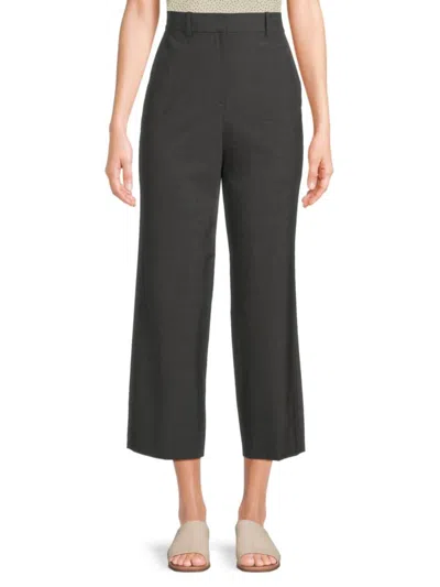 Theory Women's Flat Front Wool Blend Cropped Pants In Charcoal Melange