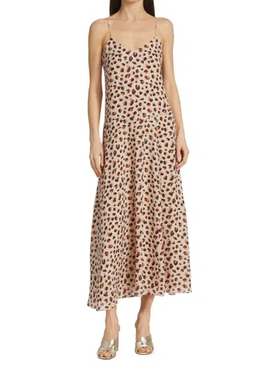 Theory Women's Flora Leopard Print Silk Slip Dress In Beige Multi