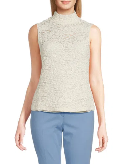 Theory Women's Floral Lace Mockneck Top In Ivory