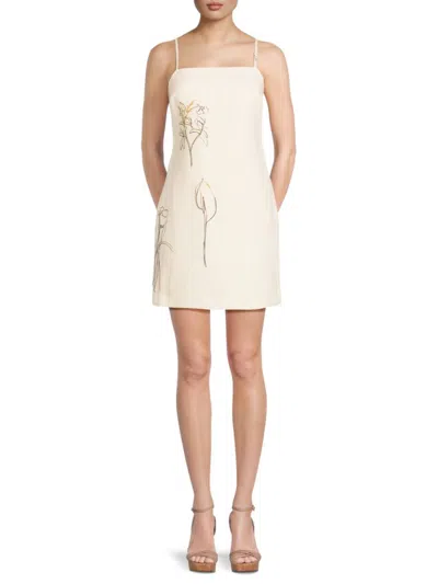 Theory Women's Floral Squareneck Mini Dress In Linen