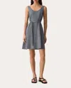 Theory Fit-and-flare Tank Dress In Fluid Linen In Blue