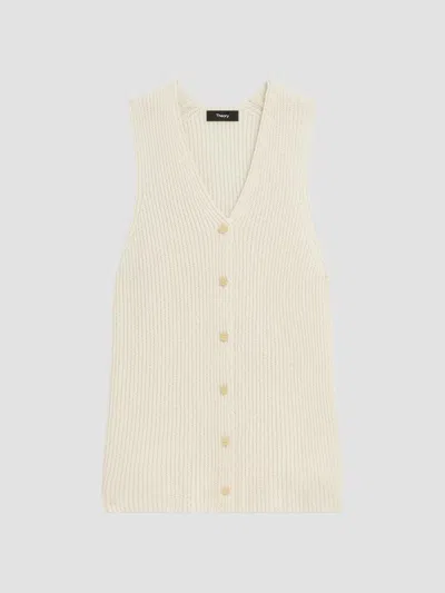 Theory Cotton Sweater Vest In Brown