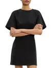 Theory Ruched Shoulder T-shirt Minidress In Black