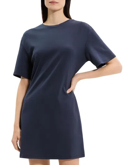 Theory Jatinn Stretch-wool Twill Mini Dress In Blue