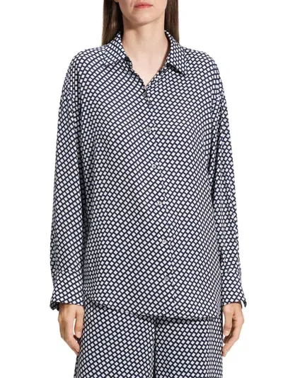 Theory Women's Geo Block Boyfriend Shirt