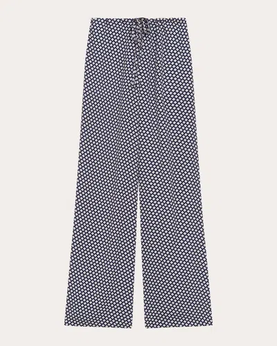 THEORY WOMEN'S GEOMETRIC DRAWSTRING WIDE-LEG PANTS