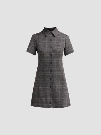 Theory Easy A-line Glen Plaid Mini Dress In Black