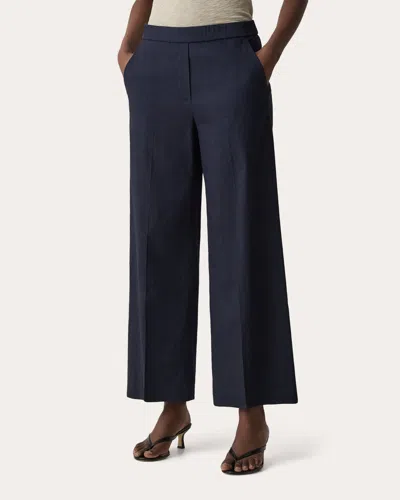 Theory Women's Good Linen Classic Straight Pull-on Pants In Blue