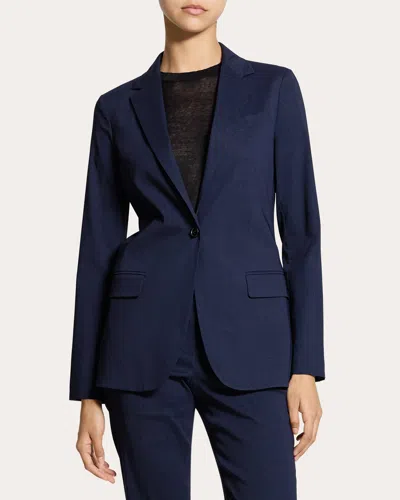 Theory Oversized Cinch Waist Blazer In Mod Silk Twill In Blue