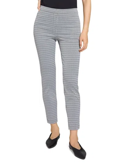 Theory Women's Grid High-rise Tapered Pants In Gray