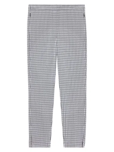 Theory Cropped Gingham Wool-blend Slim-leg Pants In Black